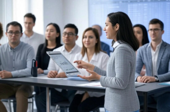 Équipe de gestion de projet de construction analysant la planification et l'allocation des ressources partagées